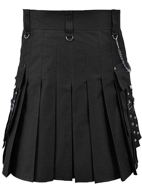 Scottish Utility Kilts for Men Linen Pleated Kilt Retro Gothic Kilt