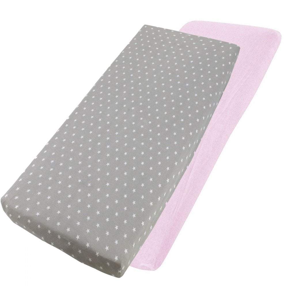 Crib Jersey Fitted Sheets 100% Cotton 40x90cm - Pack Of 2 - Fits All Models