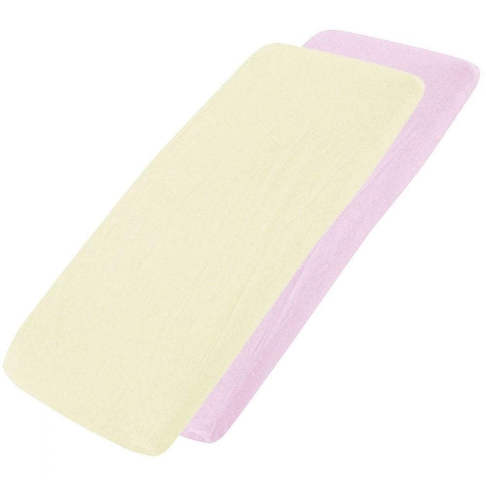 Crib Jersey Fitted Sheets 100% Cotton 40x90cm - Pack Of 2 - Fits All Models
