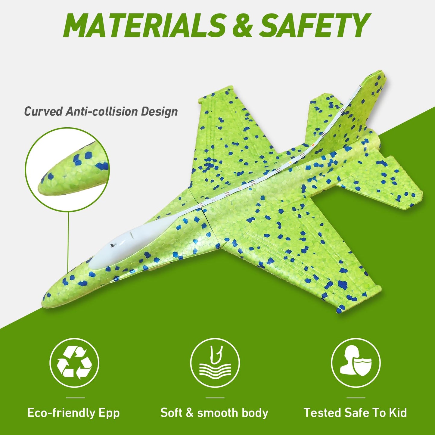 CRILARY 3 Pack LED Foam Airplane Launcher Toys - 13.2-inch F-15 Eagle & Glider Catapult Planes