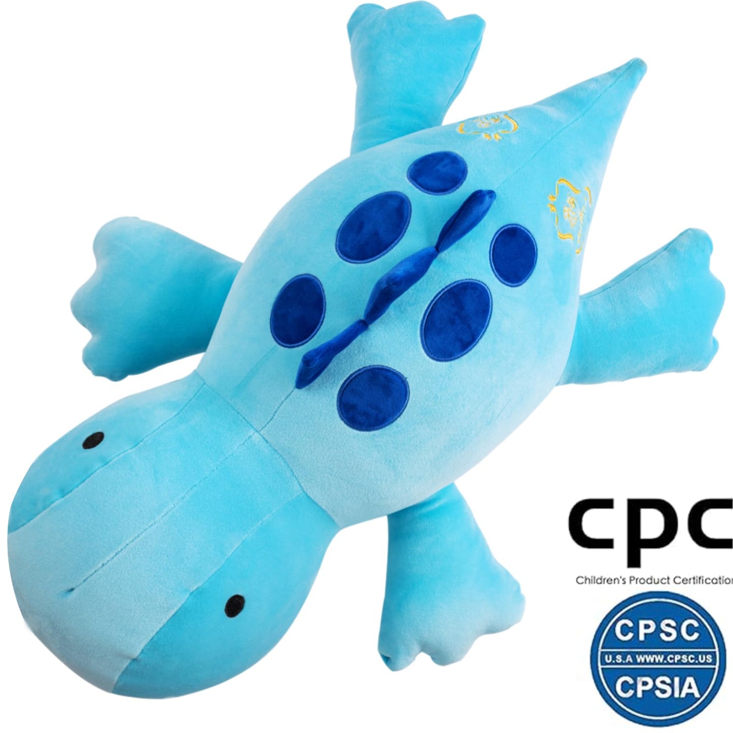 Crillop 4LB Weighted Dinosaur Plush — 24-Inch Soft Plush Toy Pillow (Blue)