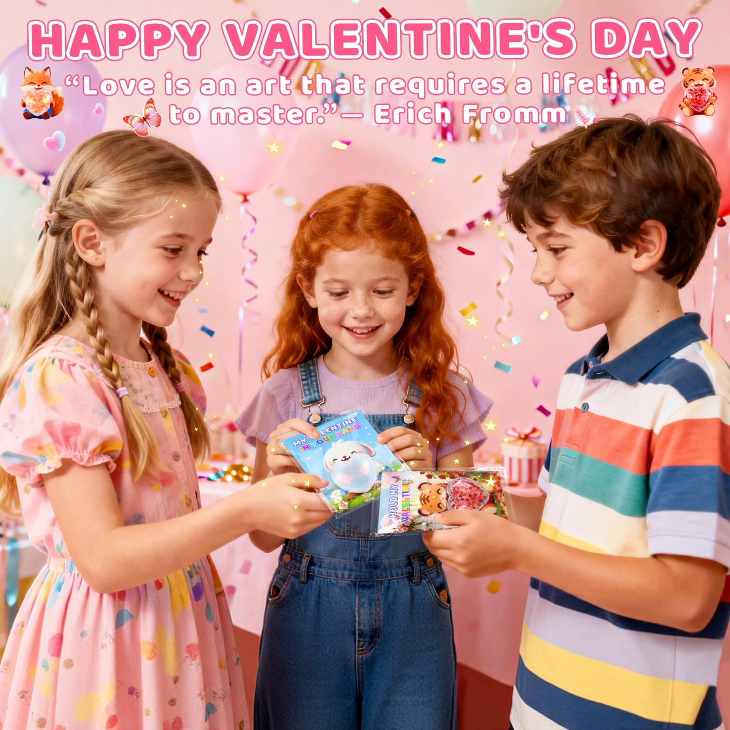 CRIOLPO Valentines Day Cards for Kids with Heart Stress Balls — Classroom Gift Set (24 Pack)