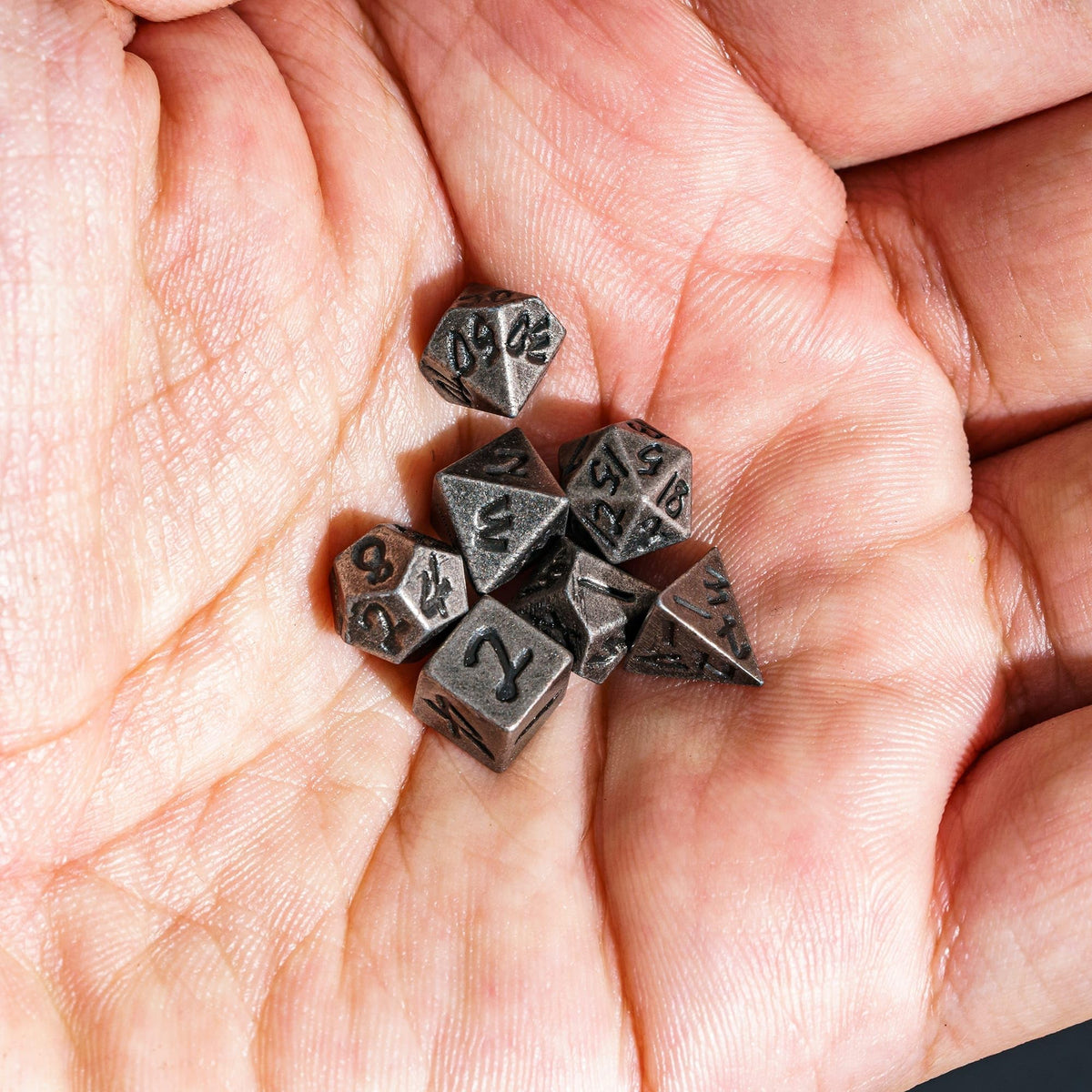 CRITALLIC Mini DND Dice Set with Rune Keychain Case – 7-Piece Metal Dice for D&D & TTRPGs
