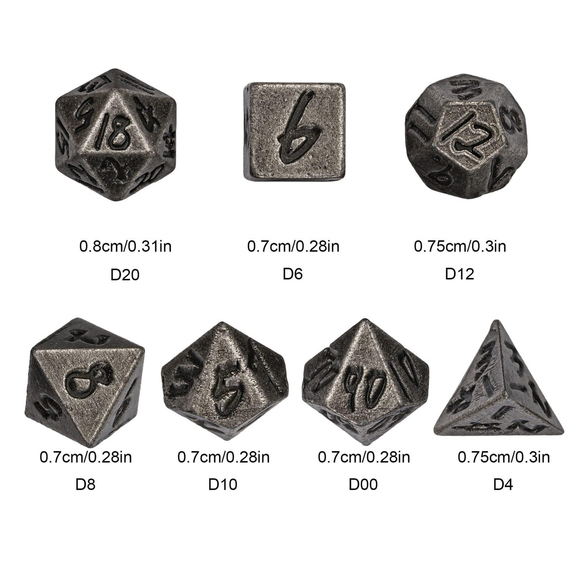 CRITALLIC Mini DND Dice Set with Rune Keychain Case – 7-Piece Metal Dice for D&D & TTRPGs