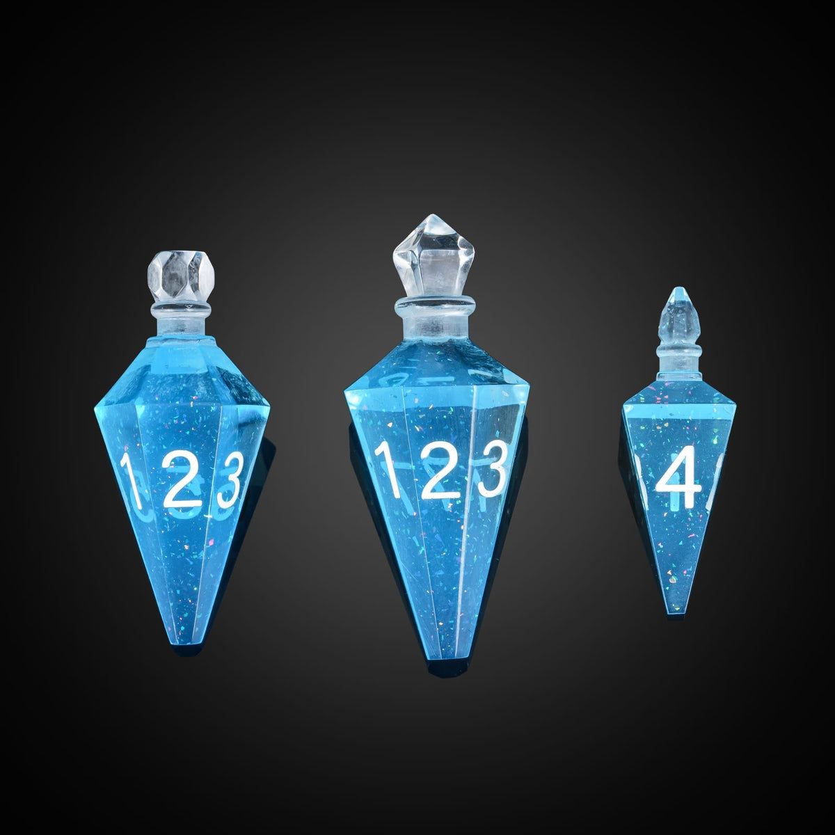 CRITALLIC 7-Piece Potion DND Dice Set — Transparent Blue Bottle Polyhedral Dice for D&D & TTRPGs