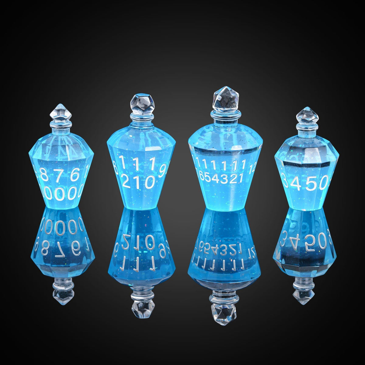 CRITALLIC 7-Piece Potion DND Dice Set — Transparent Blue Bottle Polyhedral Dice for D&D & TTRPGs