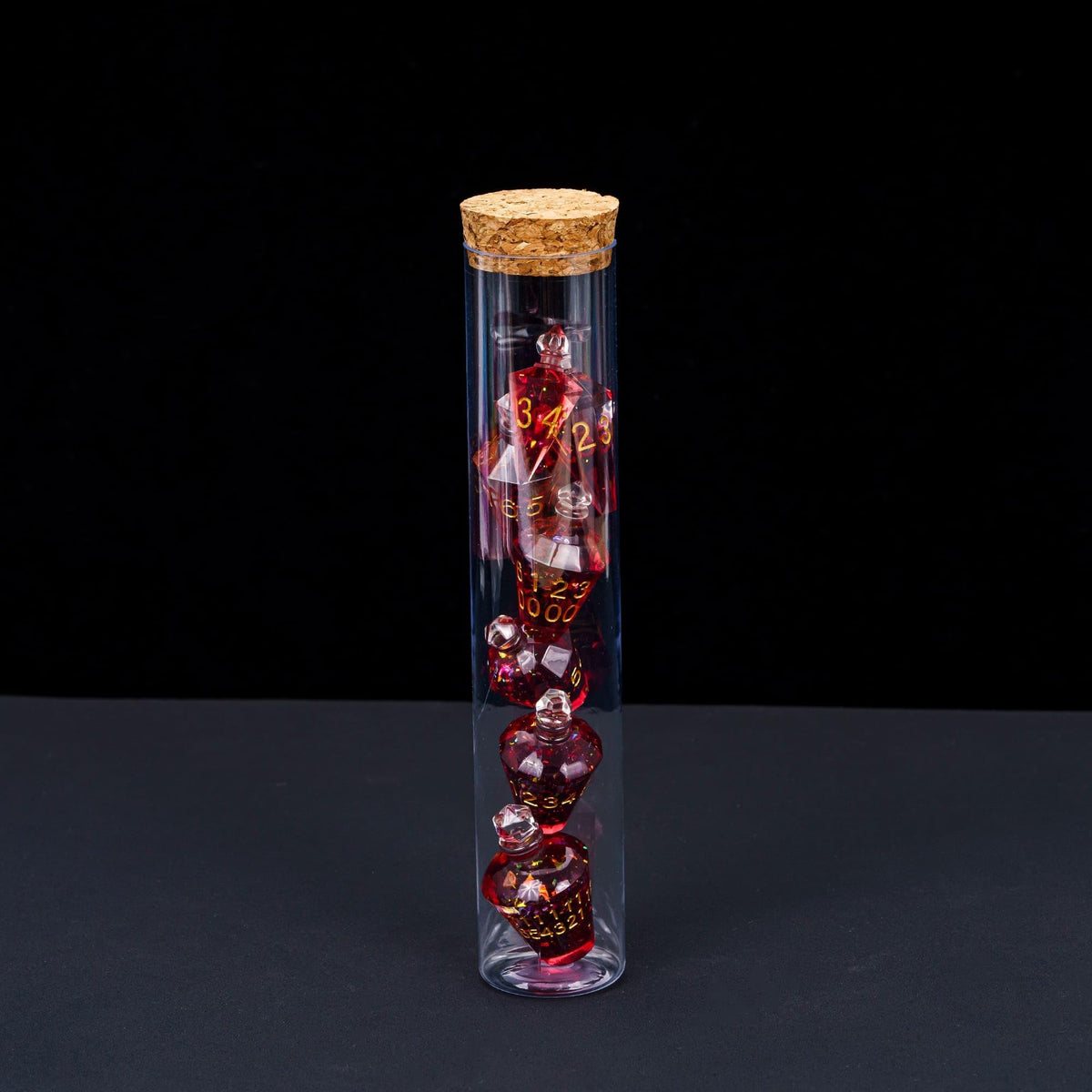 CRITALLIC 7PCS Potion DND Dice Set – Transparent Red Sharp-Edge Polyhedral Dice