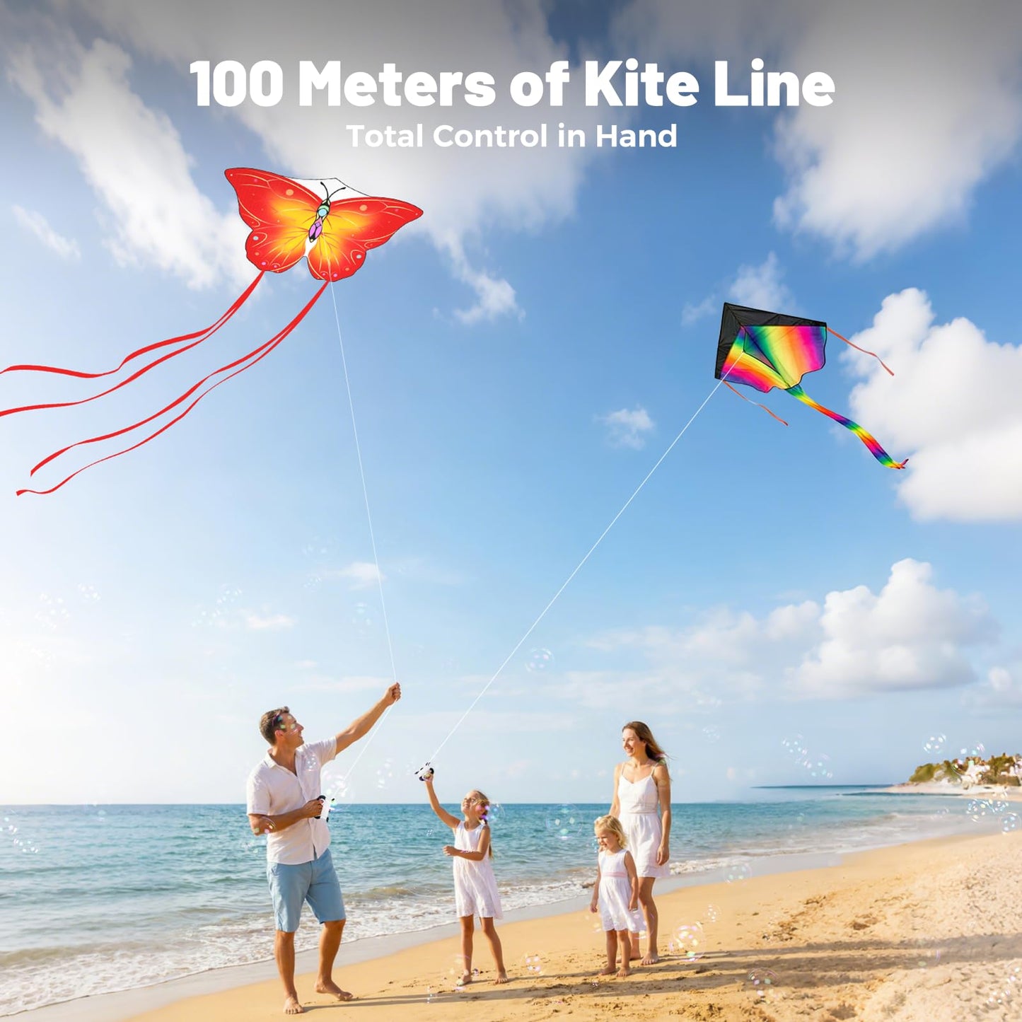 Crogift 3 Pack Large Kites - Delta, Butterfly & Red Octopus for All Ages