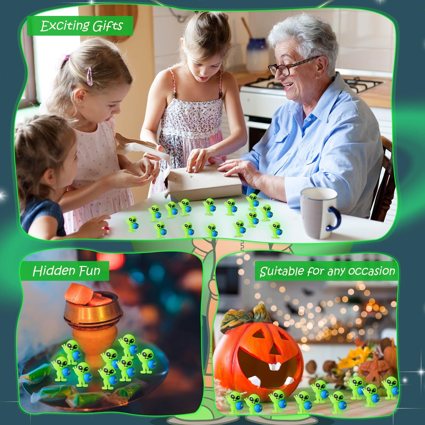 CroBlissful 25 Pcs Glow-in-the-Dark Mini Alien Figures – Luminous Space Party Favors & Fillers