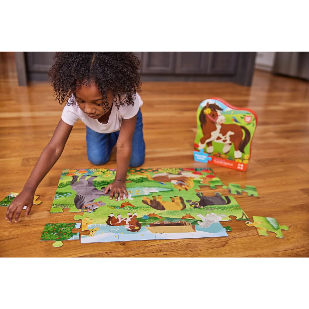 Crocodile Creek Jigsaw Puzzle 36-Piece Pretty Ponies, 18x24 Inches, Heavy-Duty Storage Box