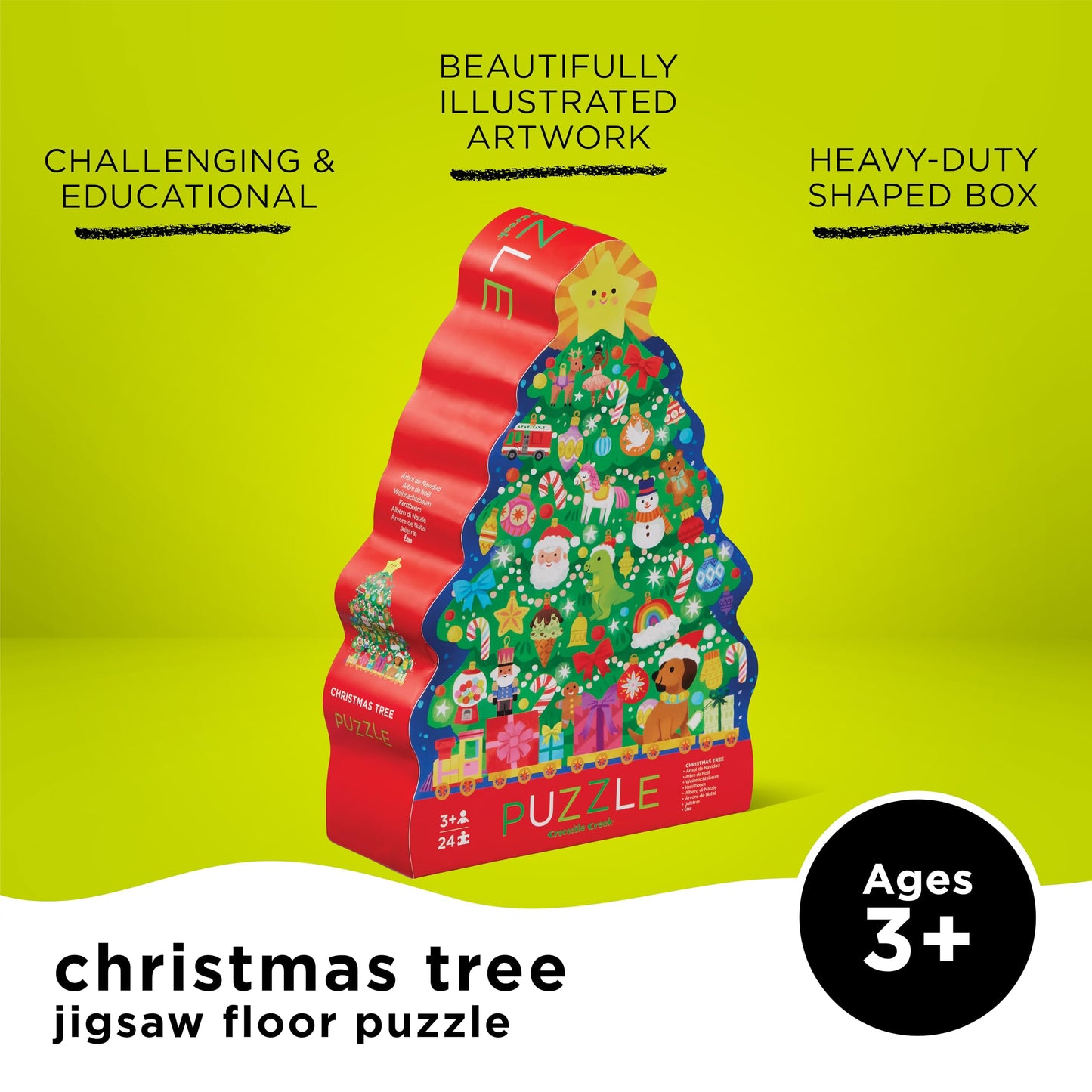 Crocodile Creek 24-Piece Christmas Tree Puzzle | Large Kids Floor Puzzle 20" x 16"