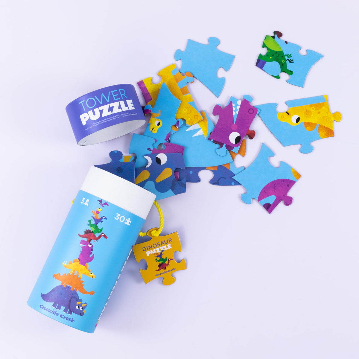 Crocodile Creek 30-Piece Dinosaur Tower Puzzle – Durable Carry Canister