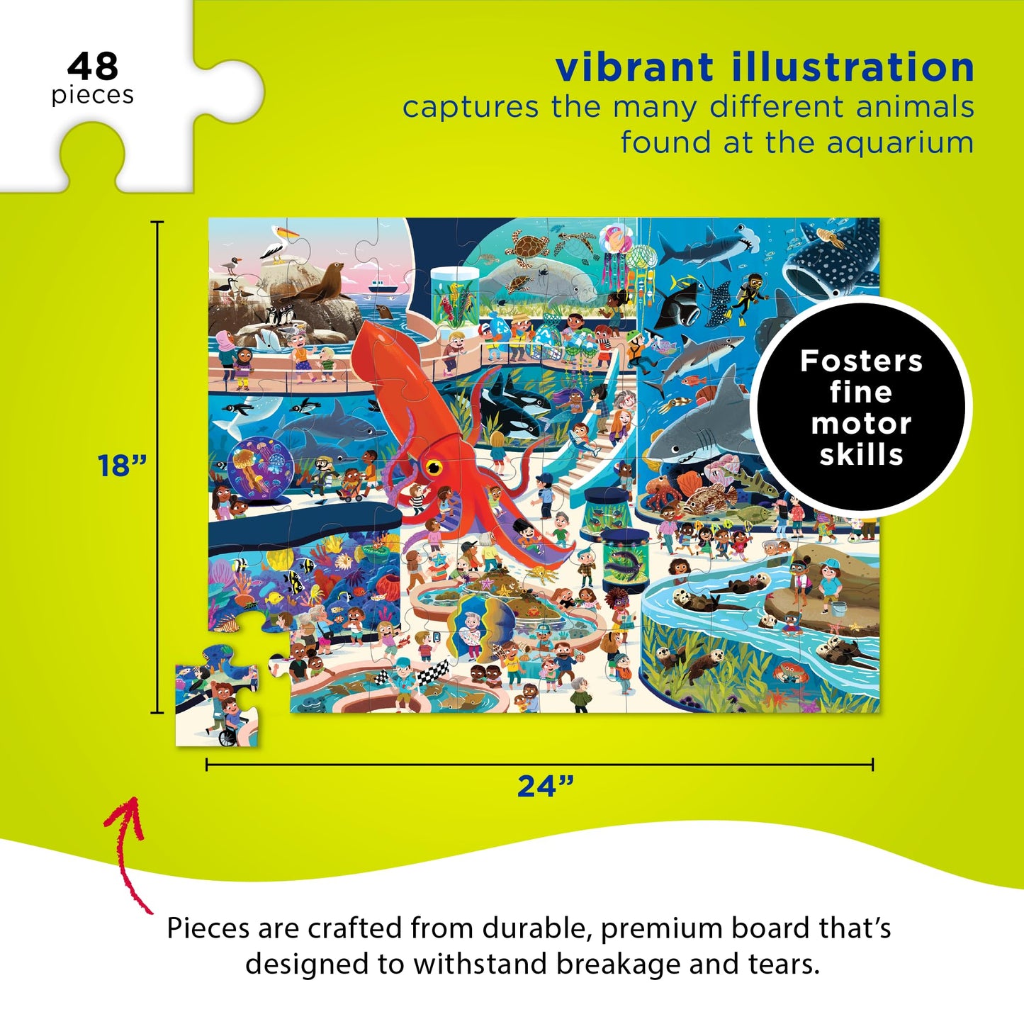 Crocodile Creek Above + Below 48-Piece Floor Puzzle – Day at The Aquarium (18 x 24 in Finished)