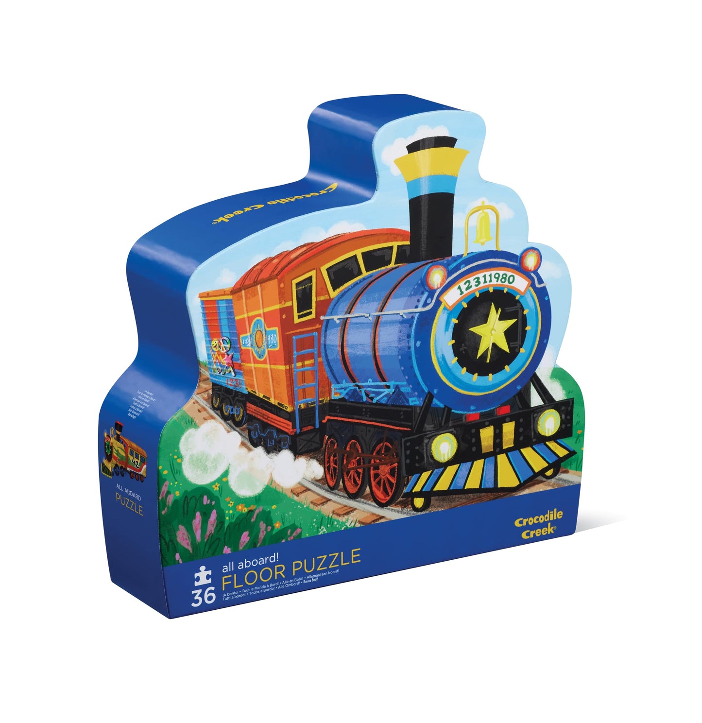 Crocodile Creek 36-Piece Floor Puzzle – All Aboard for Kids Ages 3-5 | Heavy-Duty Shaped Storage Box