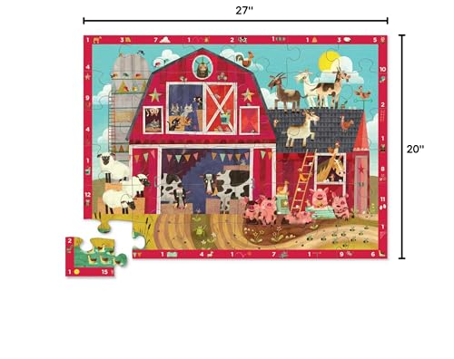 Crocodile Creek Barnyard 123 – 36-Piece Floor Puzzle for Kids 3+, 20 x 27 Inches