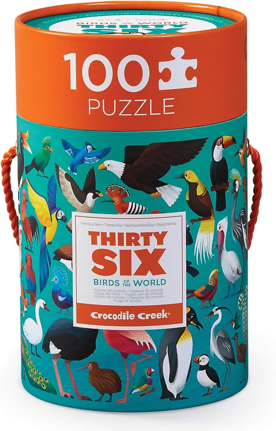 Crocodile Creek Birds 100-Piece Jigsaw Puzzle for Kids 5+, 14 x 19 Finished, Storage Canister