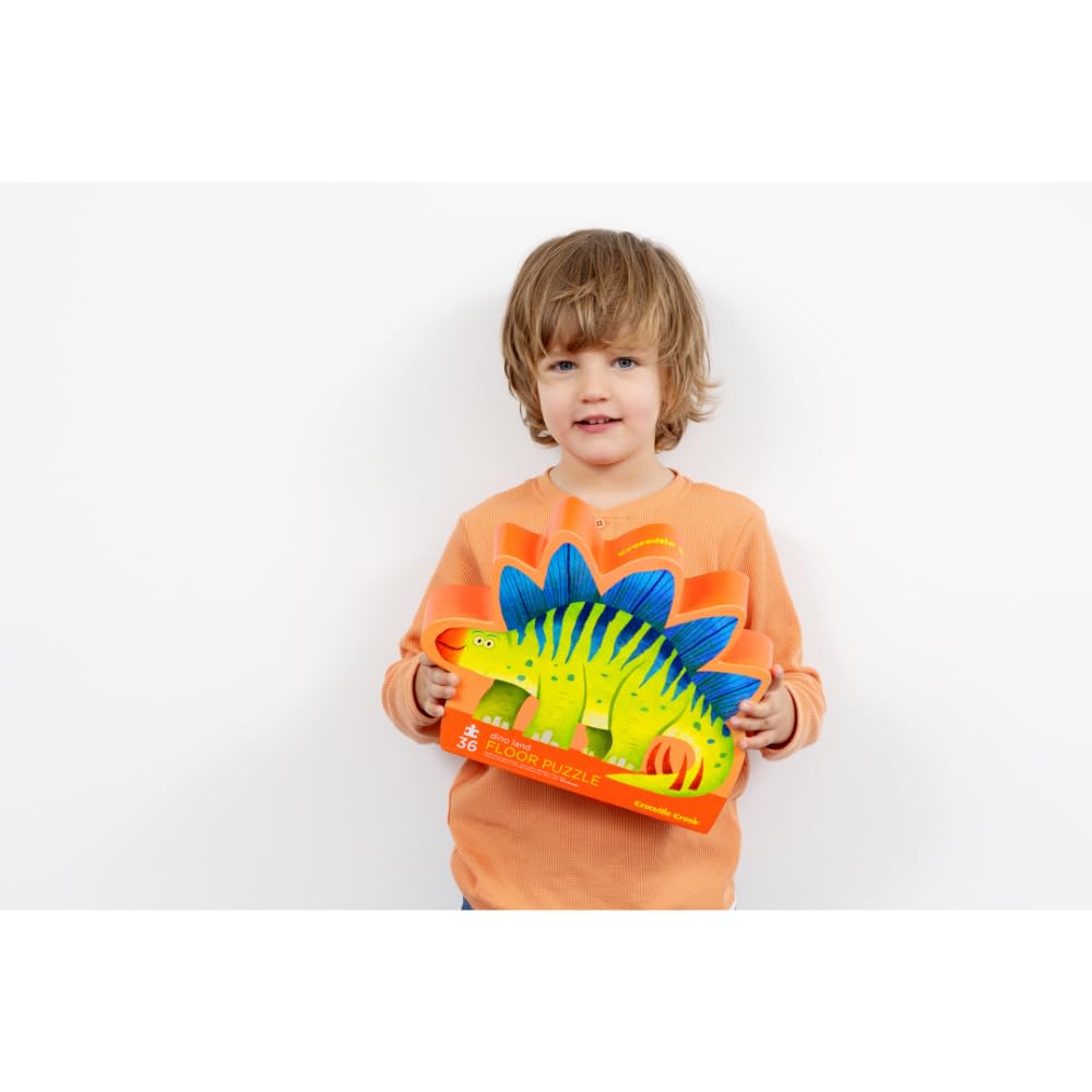Crocodile Creek Dino Land 36-Piece Floor Puzzle for Kids 3-5 – Heavy-Duty Storage Box