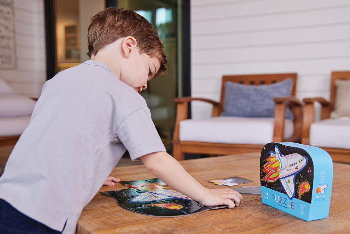 Crocodile Creek 12-Piece Mini Jigsaw Puzzle – Blast Off Floor Puzzle for Kids 2–4 and Up