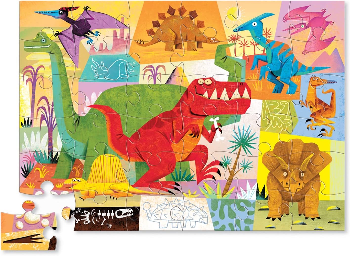 Crocodile Creek 36-Piece Dinosaur Floor Puzzle for Kids 3-5 | Durable Storage Box