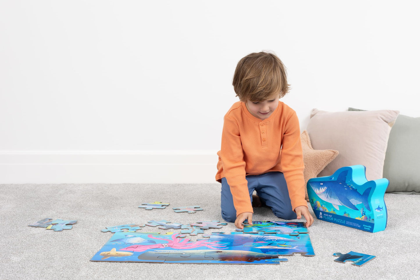 Crocodile Creek Shark Reef 36-Piece Floor Puzzle for Kids 3-5 – Durable 24 x 18 Finished Puzzle
