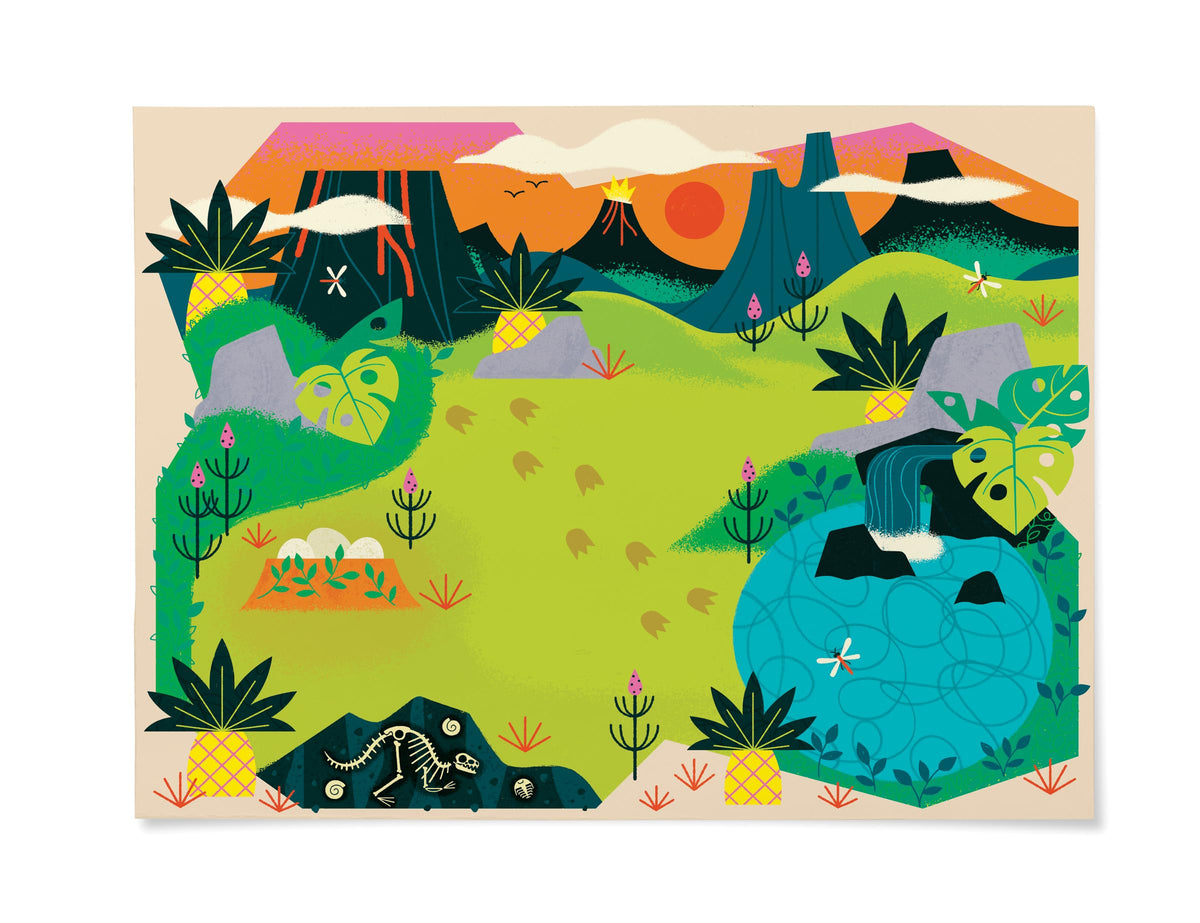 Crocodile Creek Coloring Stickers Set – Jumbo Dinosaurs Activity for Kids 3+ with 20 Stickers, Crayons & Giant Scene