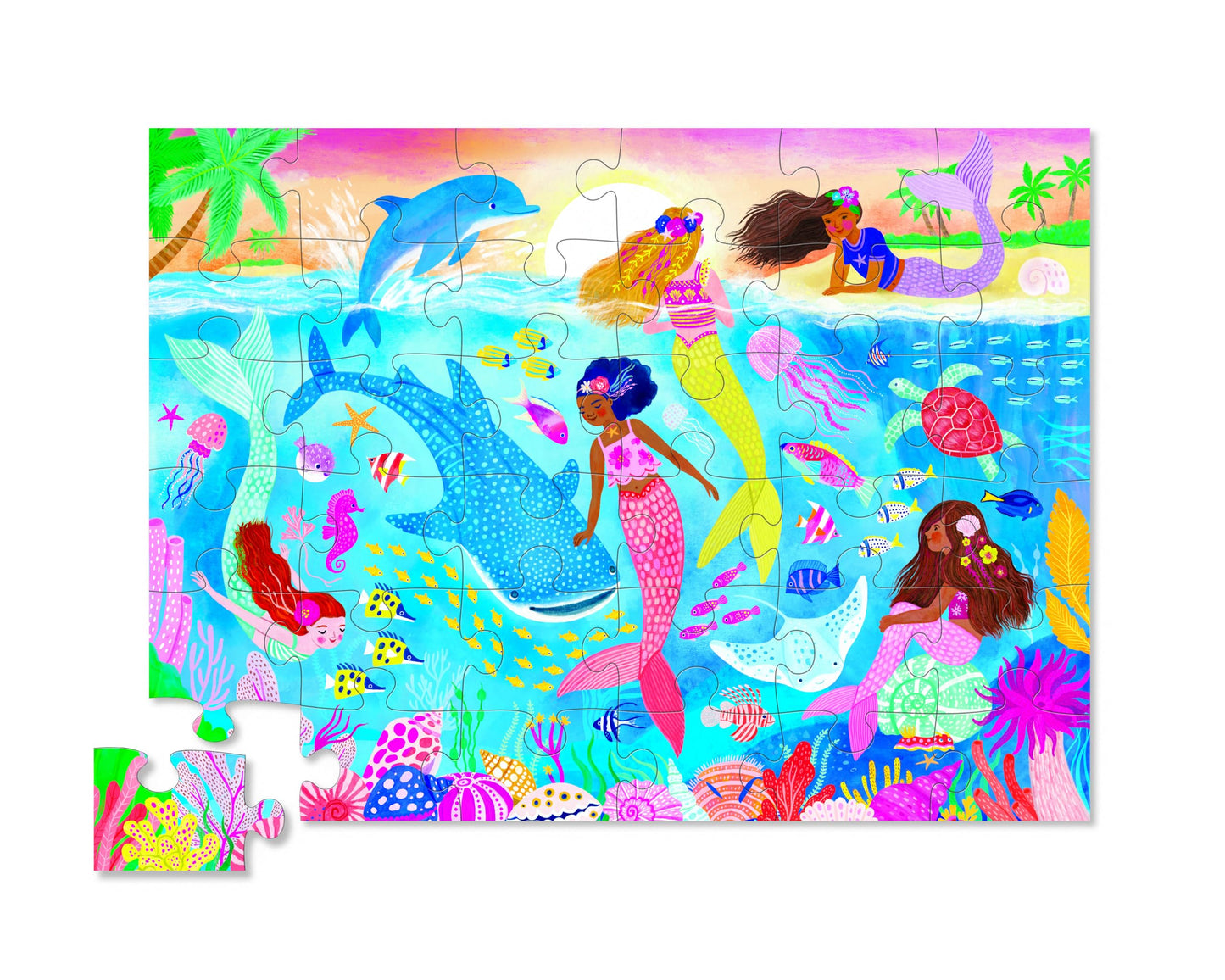 Crocodile Creek Mermaid Dreams 36-Piece Jigsaw Floor Puzzle for Kids – Finished 24 W x 18 H