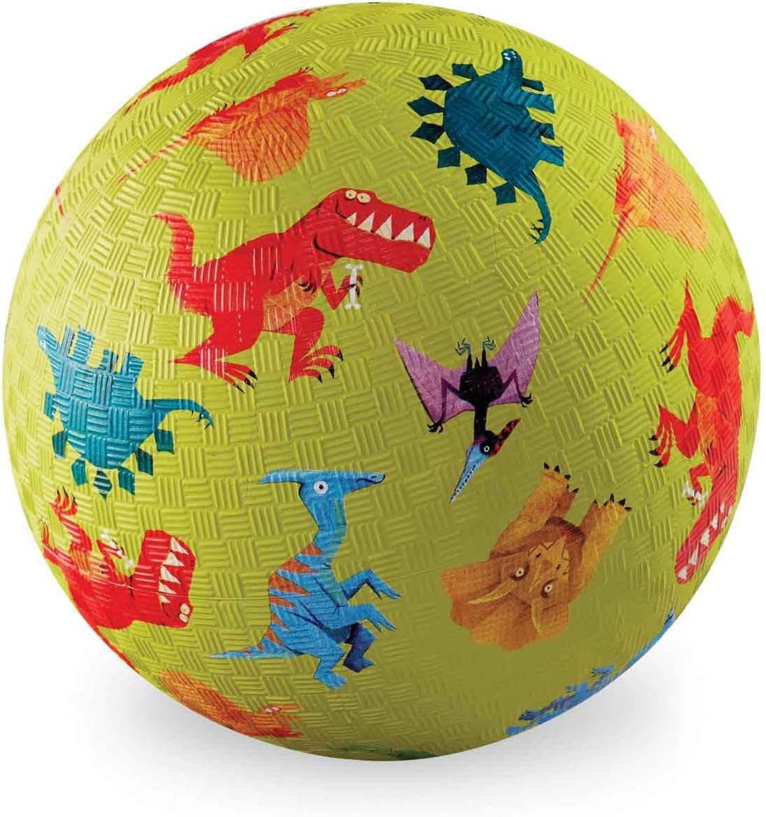 Crocodile Creek Playground Ball – Durable 5-Inch Dinosaur Green Rubber Ball, PVC-Free for Kids 3+