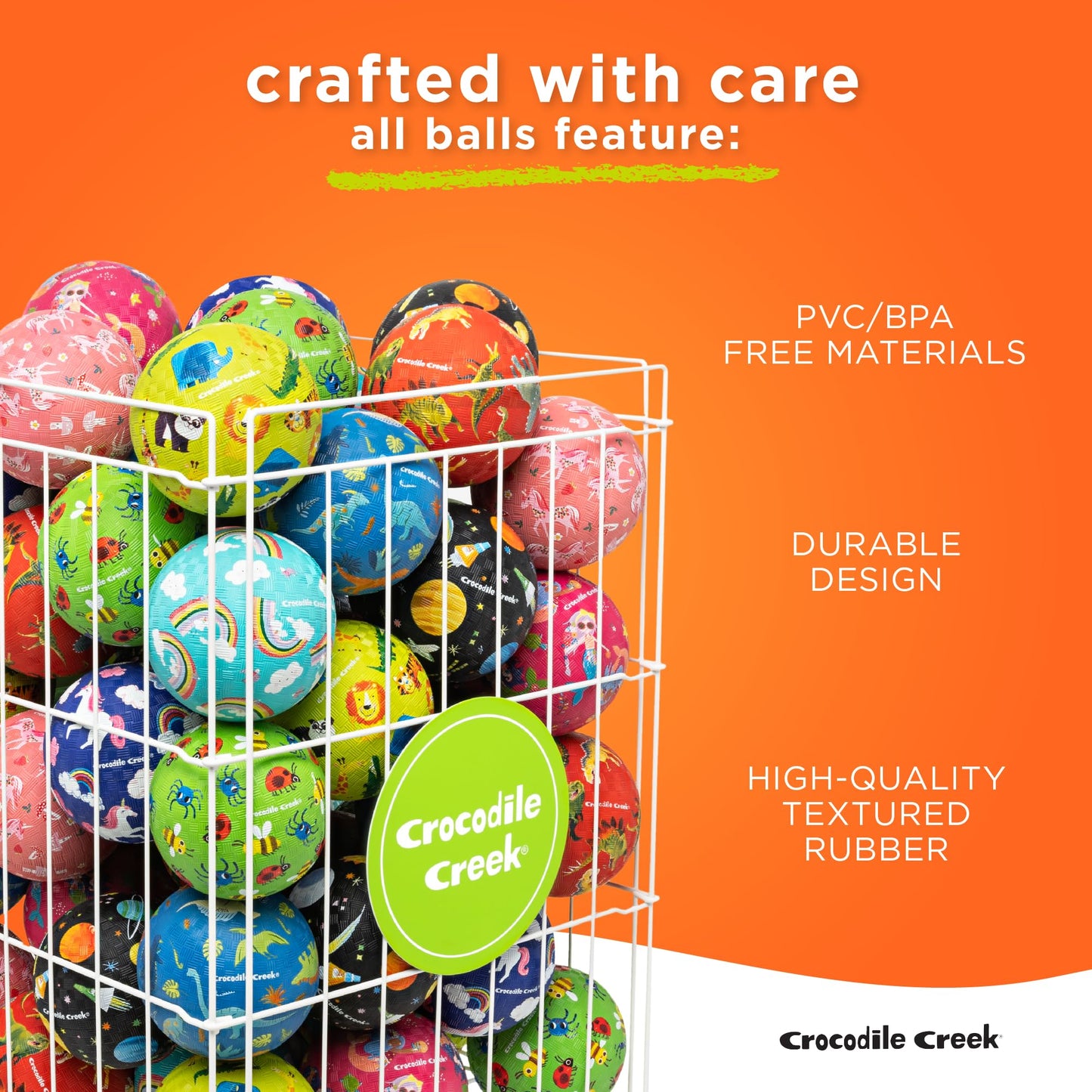 Crocodile Creek Playground Ball - Durable 5-Inch Rubber Ball for Kids 3+
