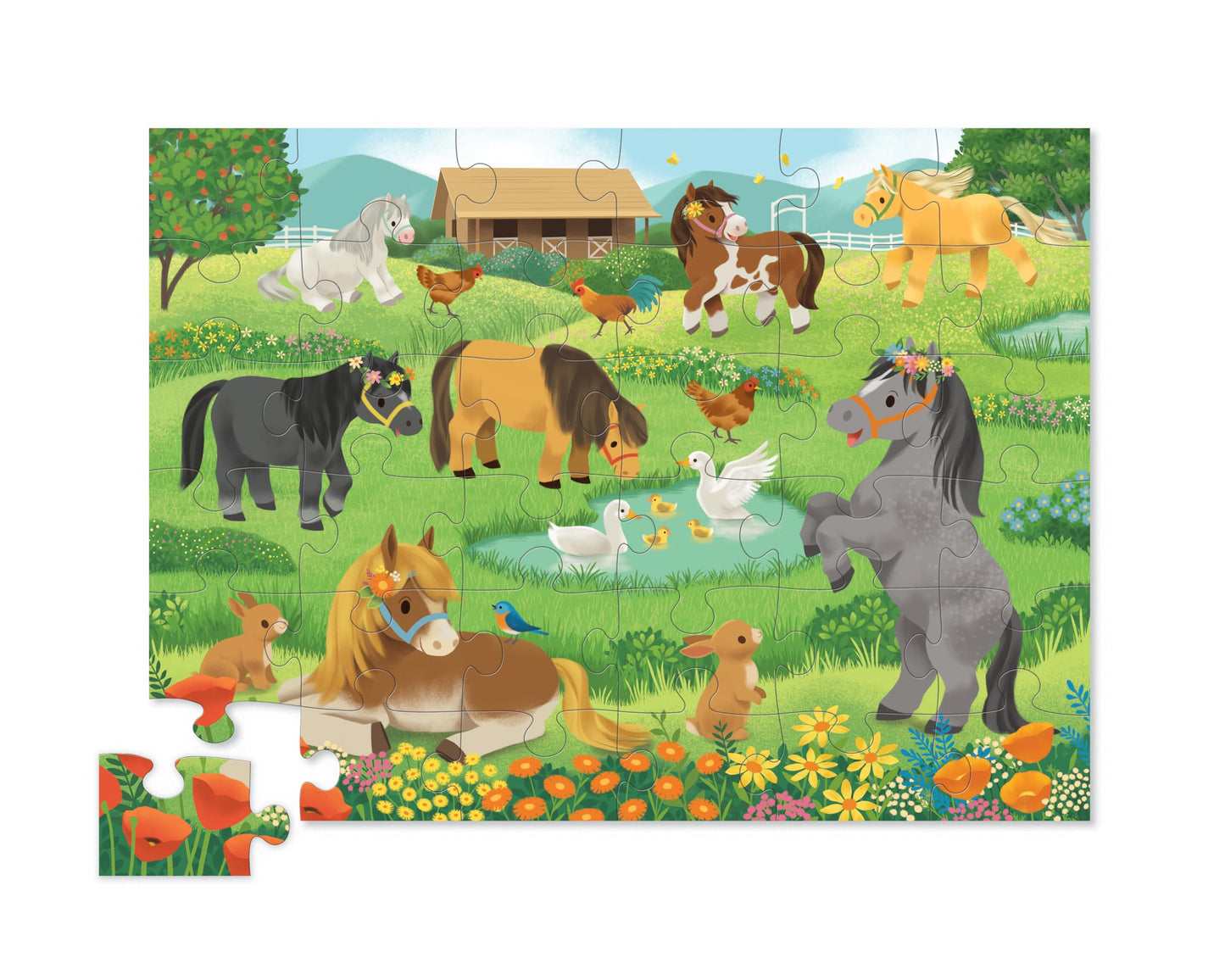 Crocodile Creek Jigsaw Puzzle 36-Piece Pretty Ponies, 18x24 Inches, Heavy-Duty Storage Box