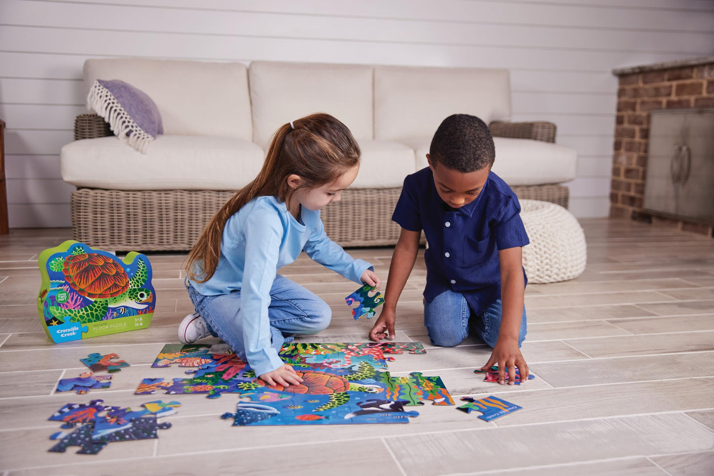 Crocodile Creek 36-Piece Floor Puzzle – All Aboard for Kids Ages 3-5 | Heavy-Duty Shaped Storage Box