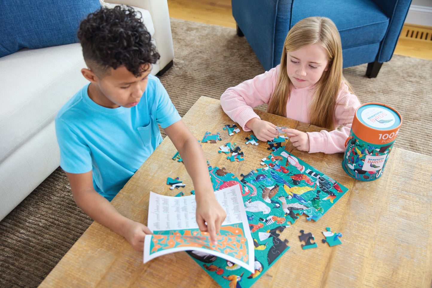 Crocodile Creek Birds 100-Piece Jigsaw Puzzle for Kids 5+, 14 x 19 Finished, Storage Canister