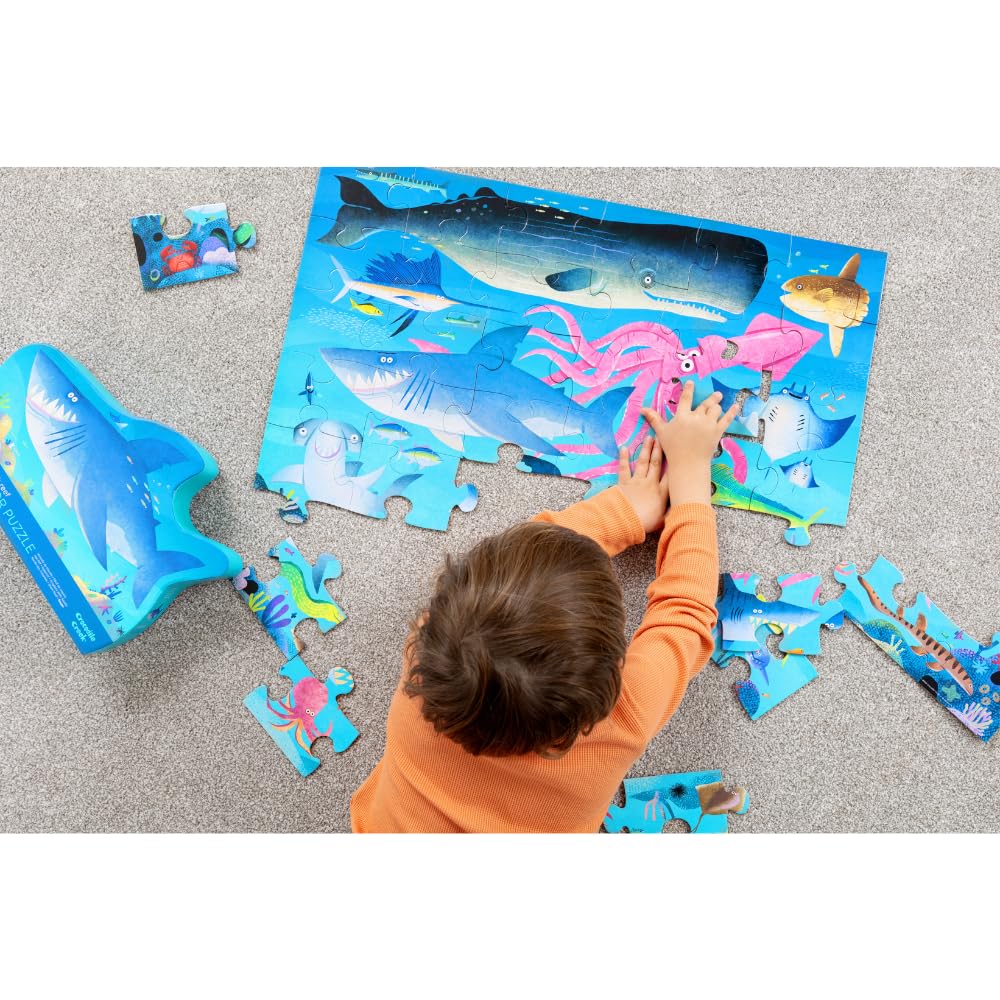 Crocodile Creek Shark Reef 36-Piece Floor Puzzle for Kids 3-5 – Durable 24 x 18 Finished Puzzle