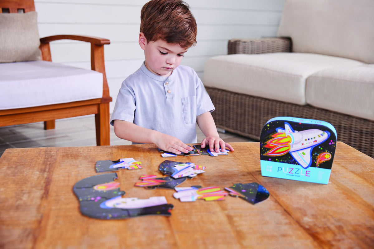 Crocodile Creek 12-Piece Mini Jigsaw Puzzle – Blast Off Floor Puzzle for Kids 2–4 and Up