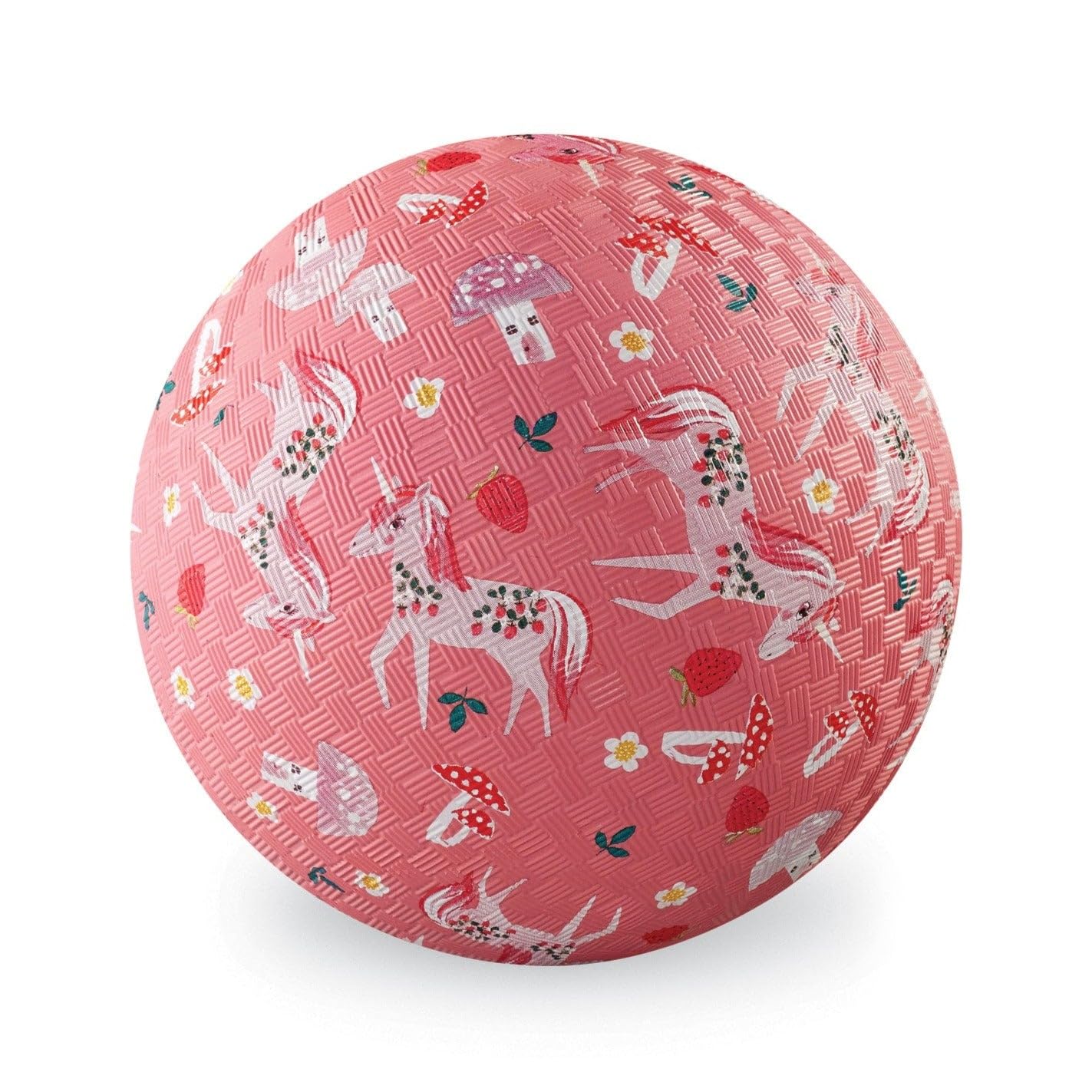 Crocodile Creek Playground Ball - 5-inch PVC-Free Rubber Ball for Kids 3+ (Unicorn Garden)