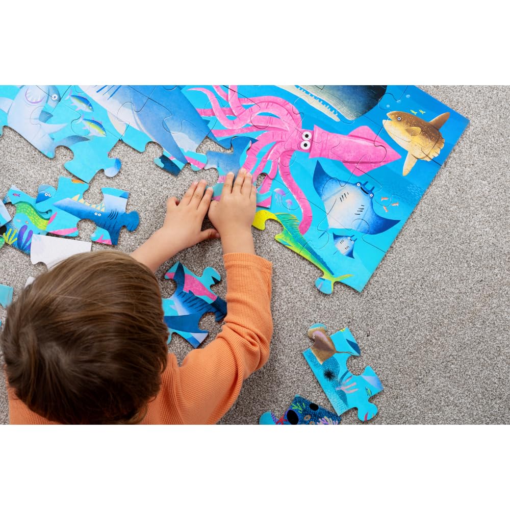 Crocodile Creek Shark Reef 36-Piece Floor Puzzle for Kids 3-5 – Durable 24 x 18 Finished Puzzle