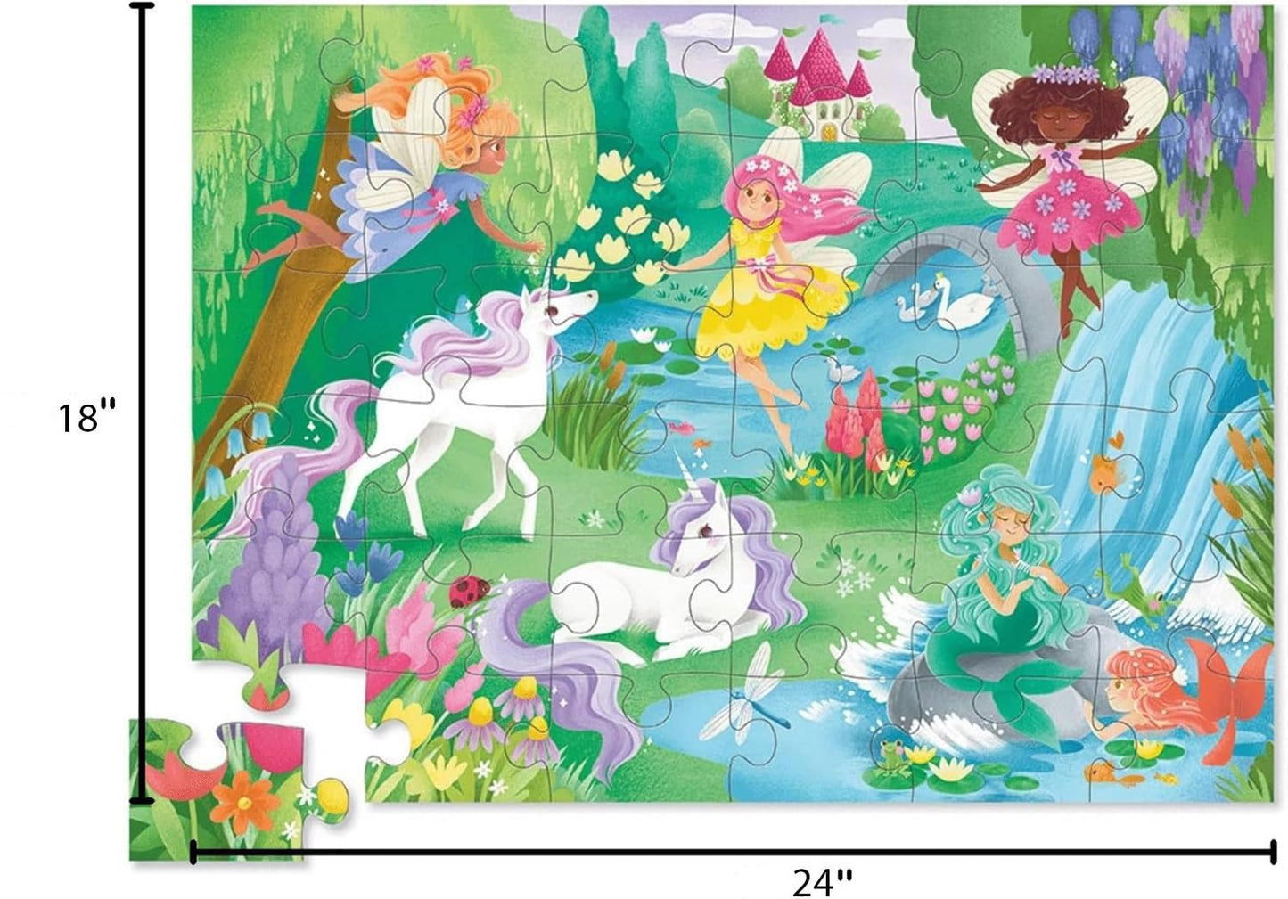 Crocodile Creek 36-Piece Jigsaw Floor Puzzle – Magical Friends (Ages 3-5), 24x18 Finished