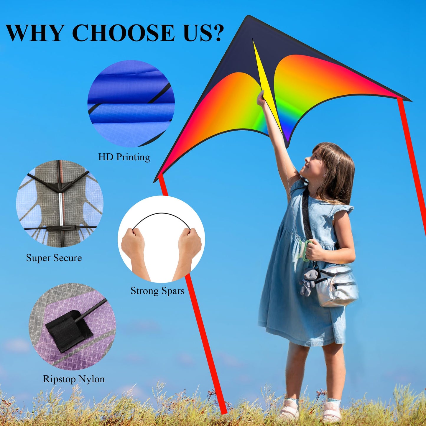 Crogift 3 Pack Kites for Kids – Delta, Butterfly & Red Octopus