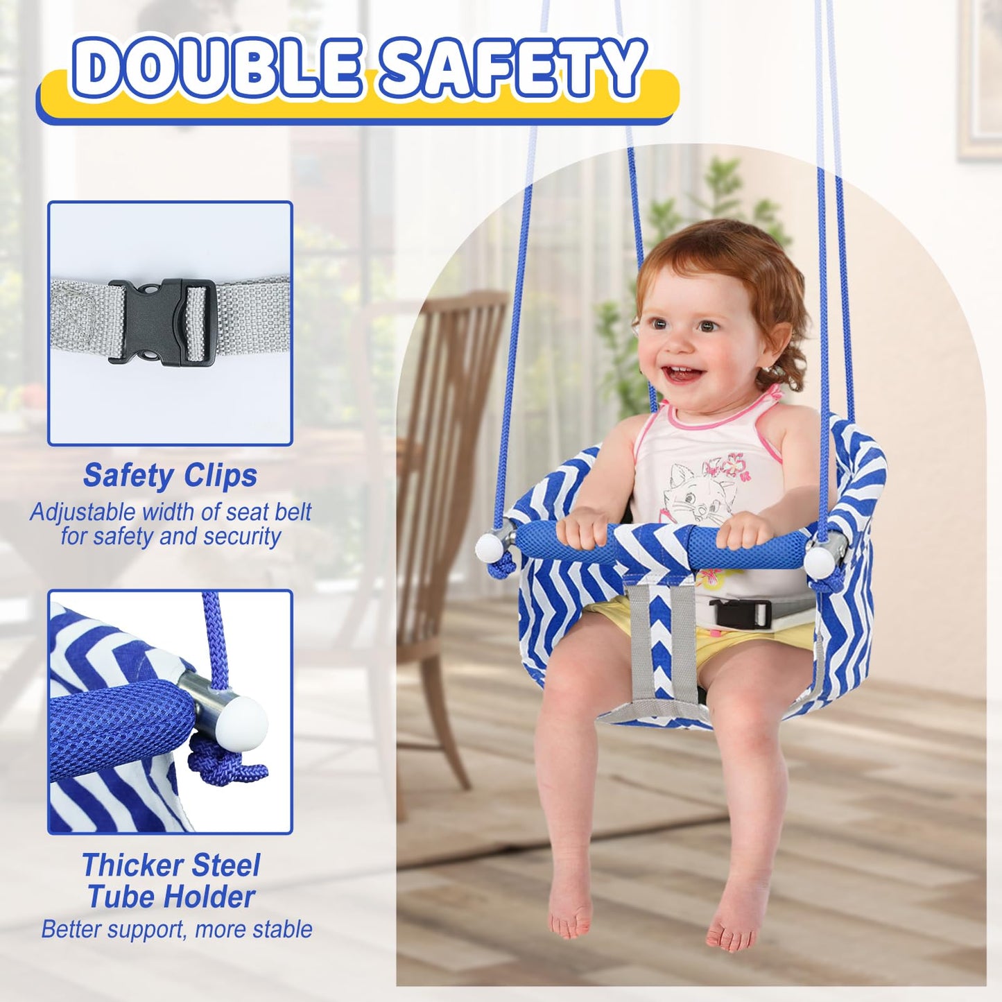 CROSDE Comfy Toddler Swing Seat | Heavy-Duty Outdoor/Indoor Swing (Blue)