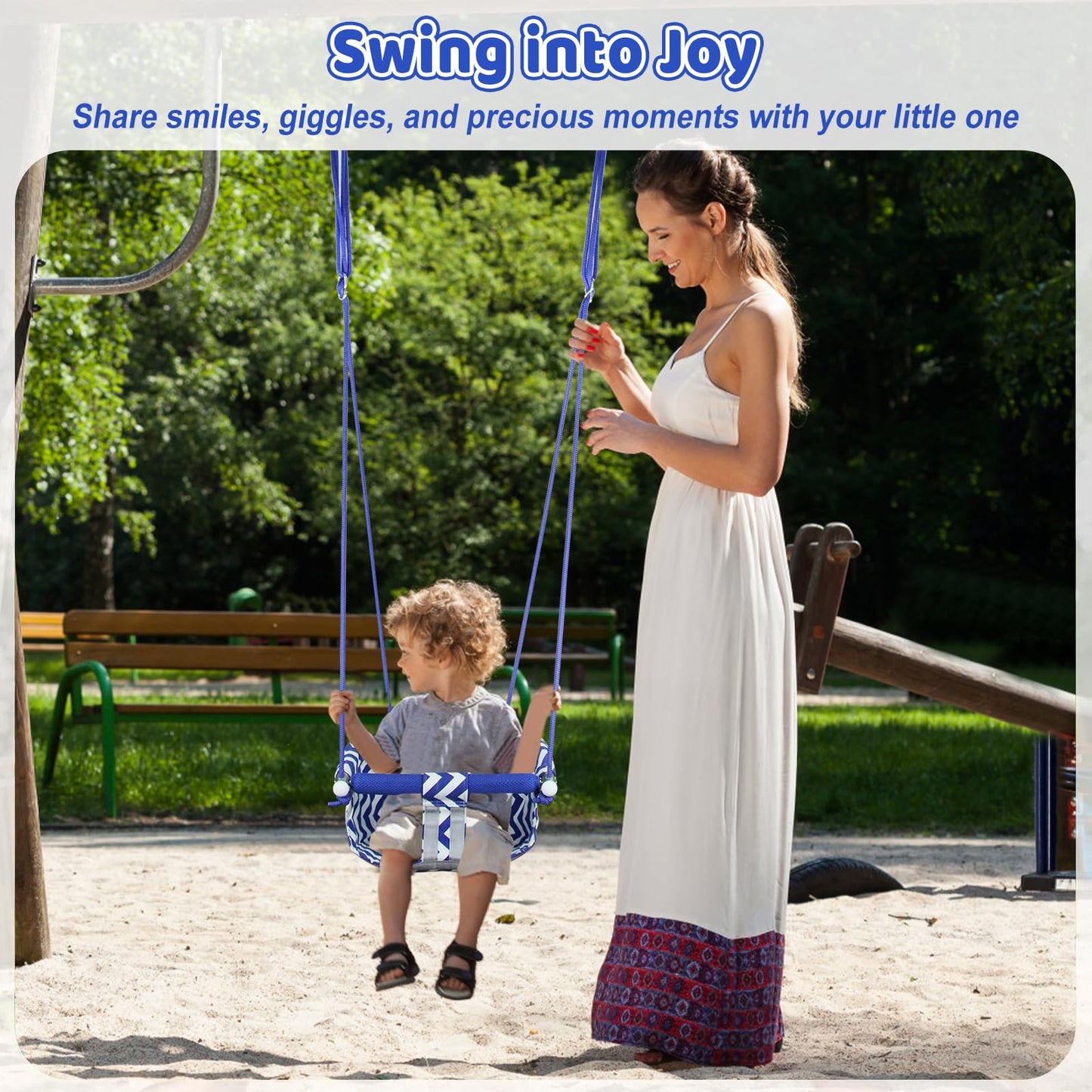 CROSDE Comfy Toddler Swing Seat | Heavy-Duty Outdoor/Indoor Swing (Blue)