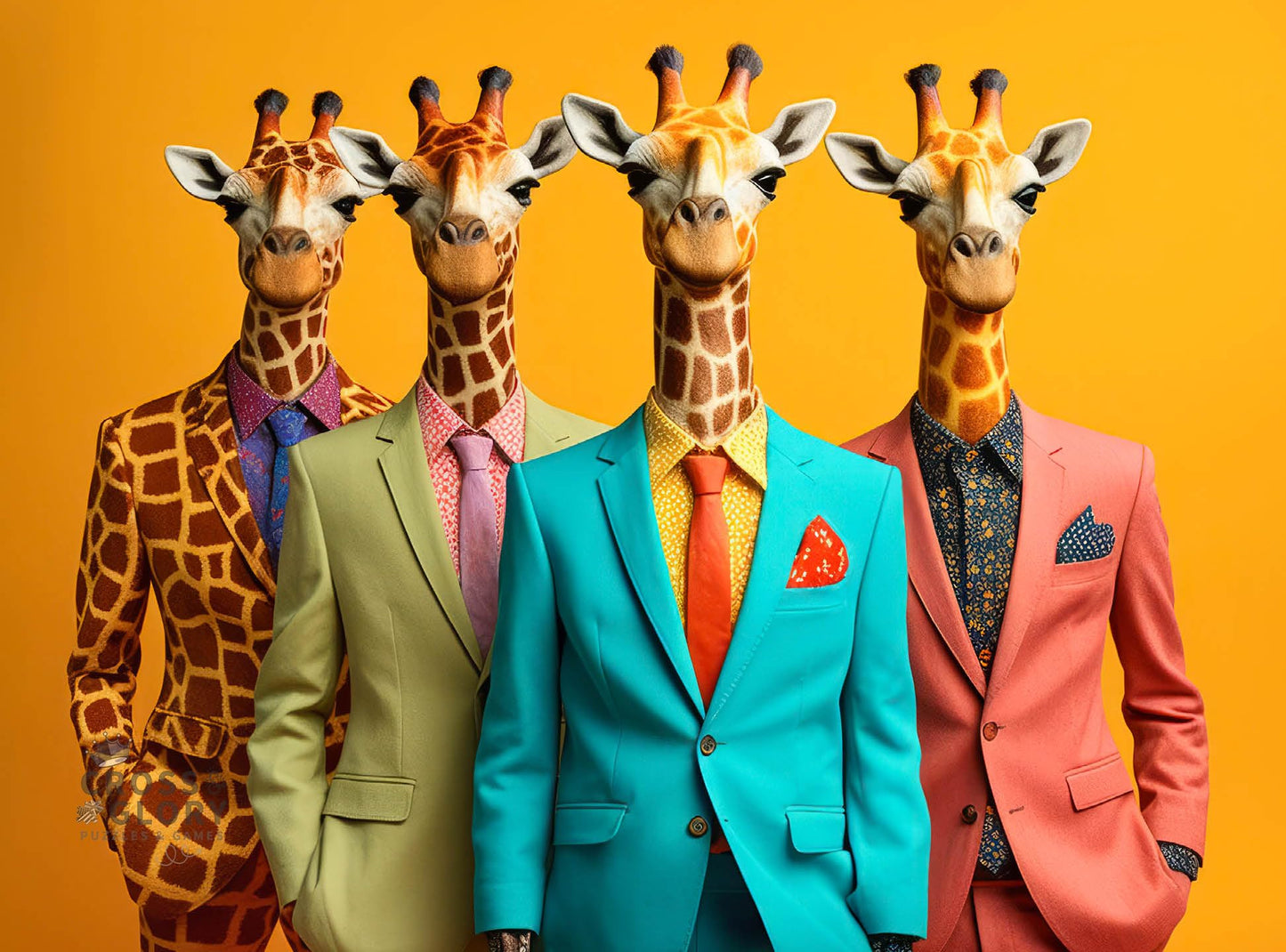 Cross & Glory: The Fab Four Giraffes 1000-Piece Puzzle for Adults | Unique Artwork