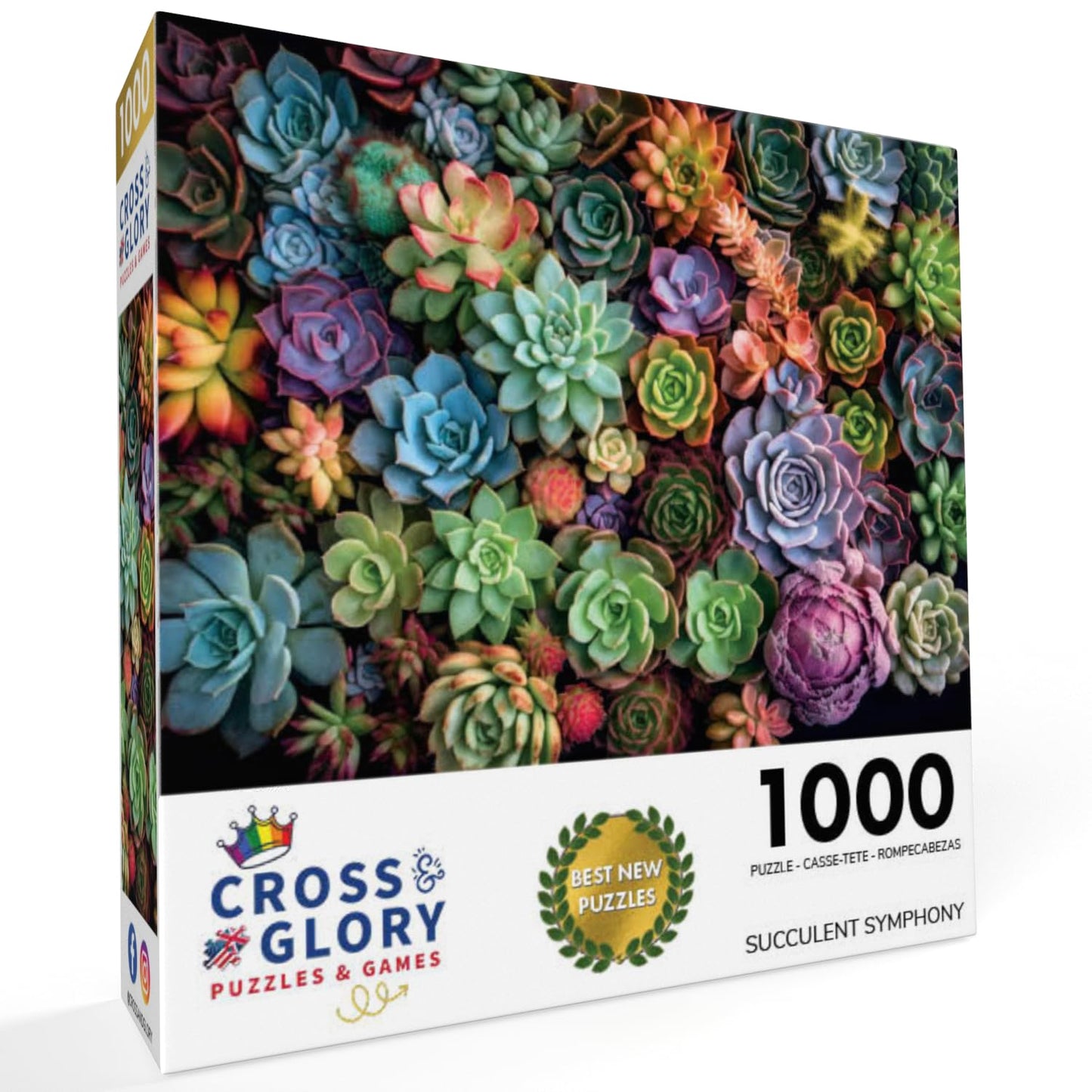 Cross & Glory Succulent Symphony 1000-Piece Puzzle for Adults | Premium Colorful Artwork