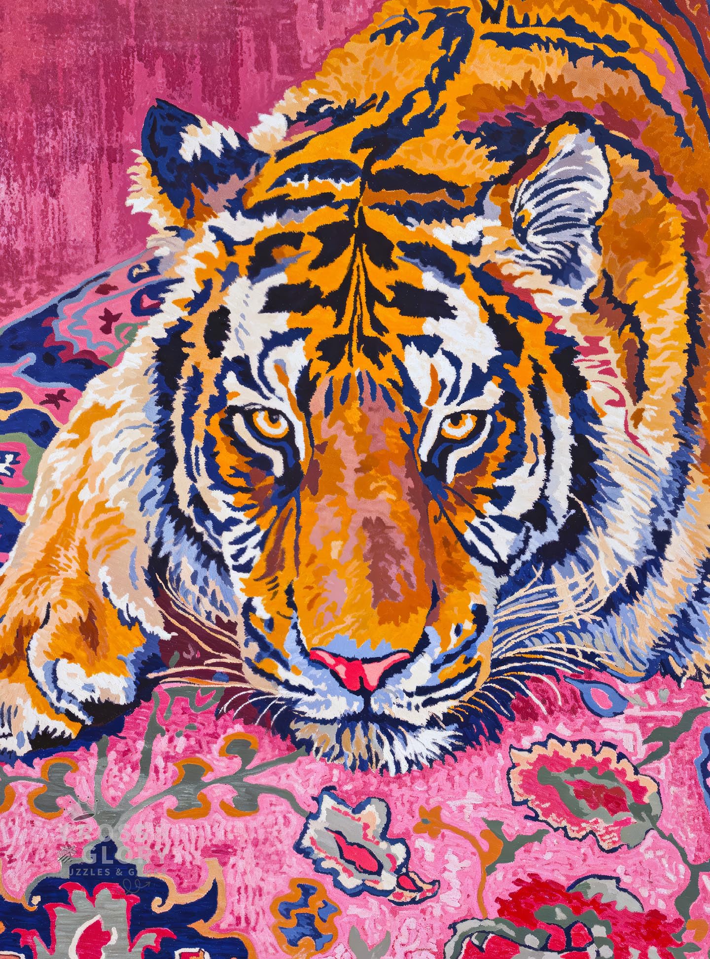 Cross & Glory Bohemian Tiger Tapestry - 1000-Piece Puzzle for Adults | Moroccan Rug Design & Satin Finish