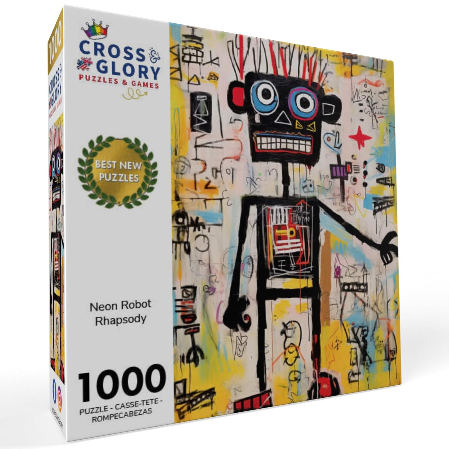 Cross & Glory Neon Robot Rhapsody - 1000-Piece Puzzle for Adults | Premium Colors