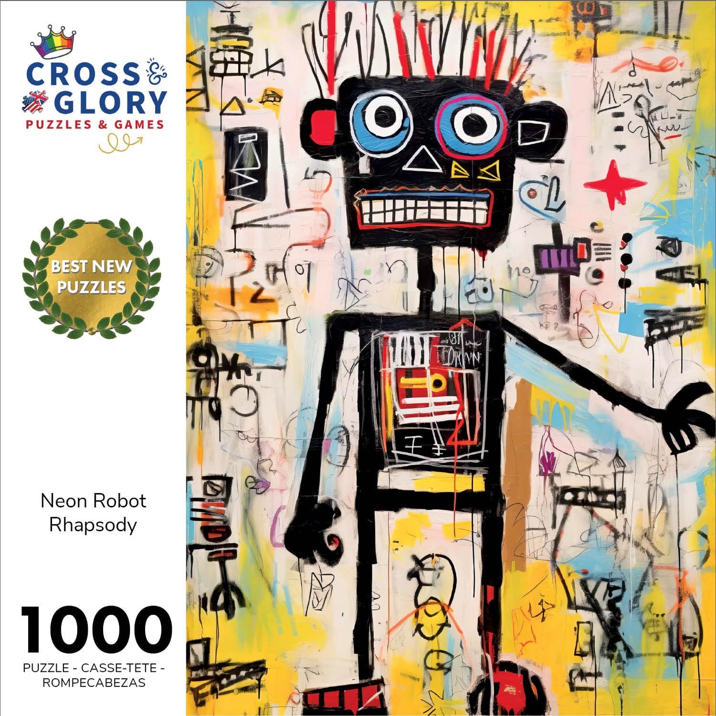 Cross & Glory Neon Robot Rhapsody - 1000-Piece Puzzle for Adults | Premium Colors