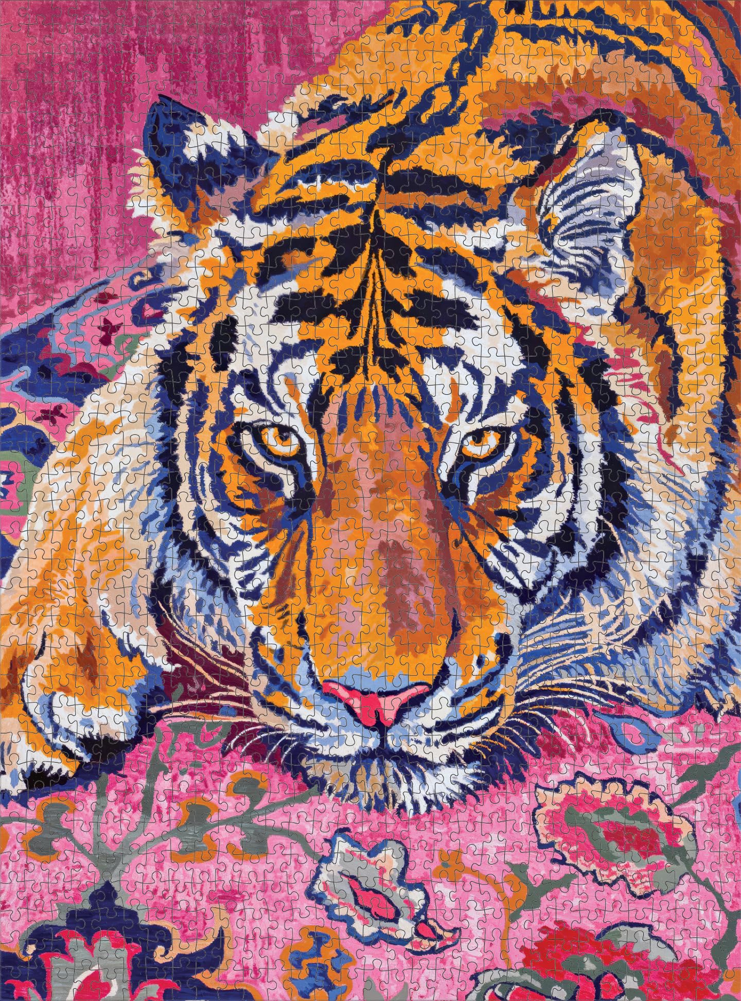 Cross & Glory Bohemian Tiger Tapestry - 1000-Piece Puzzle for Adults | Moroccan Rug Design & Satin Finish
