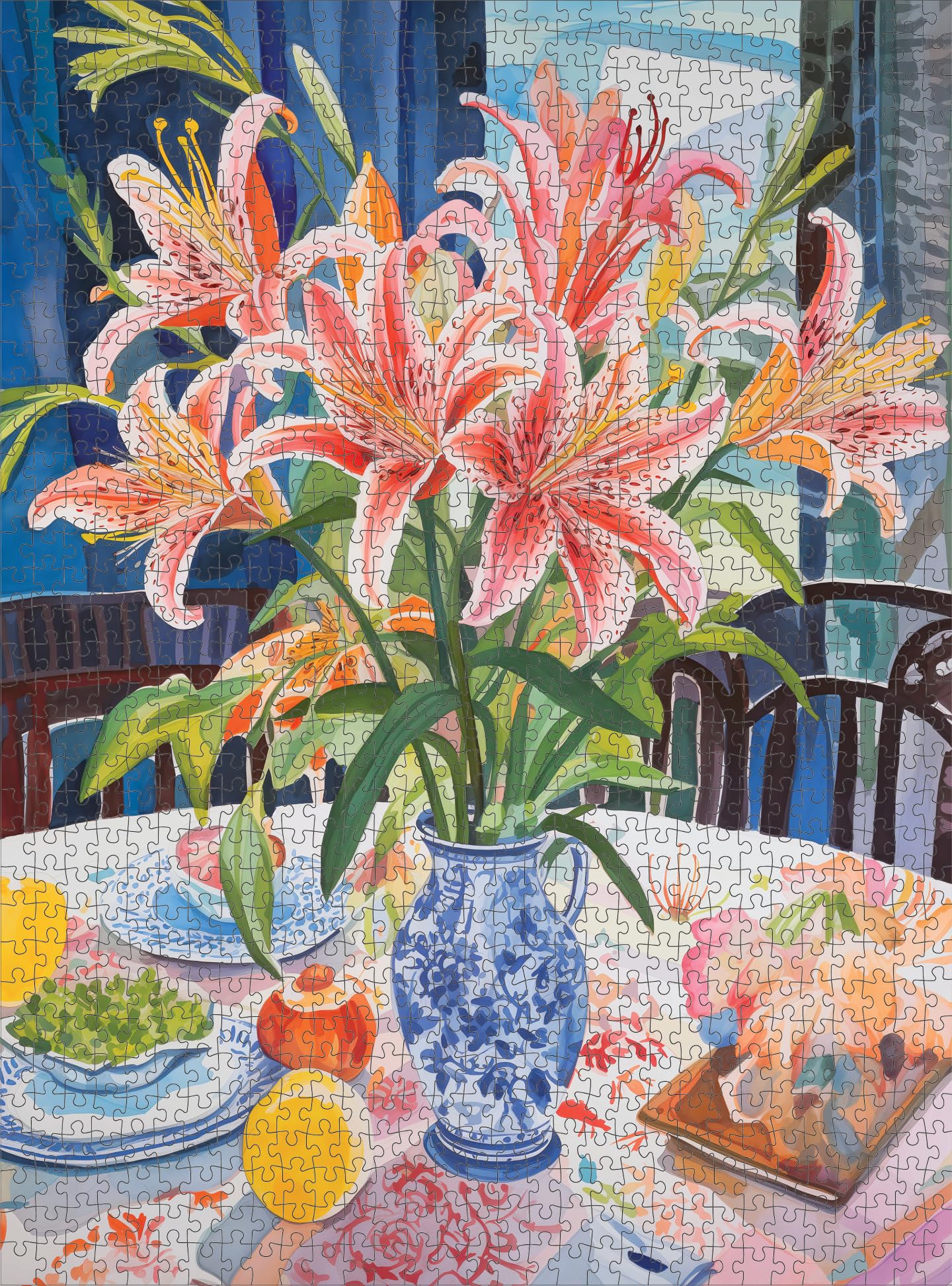 Cross & Glory Stargazer Lilies 1000-Piece Puzzle for Adults | Floral Masterpiece