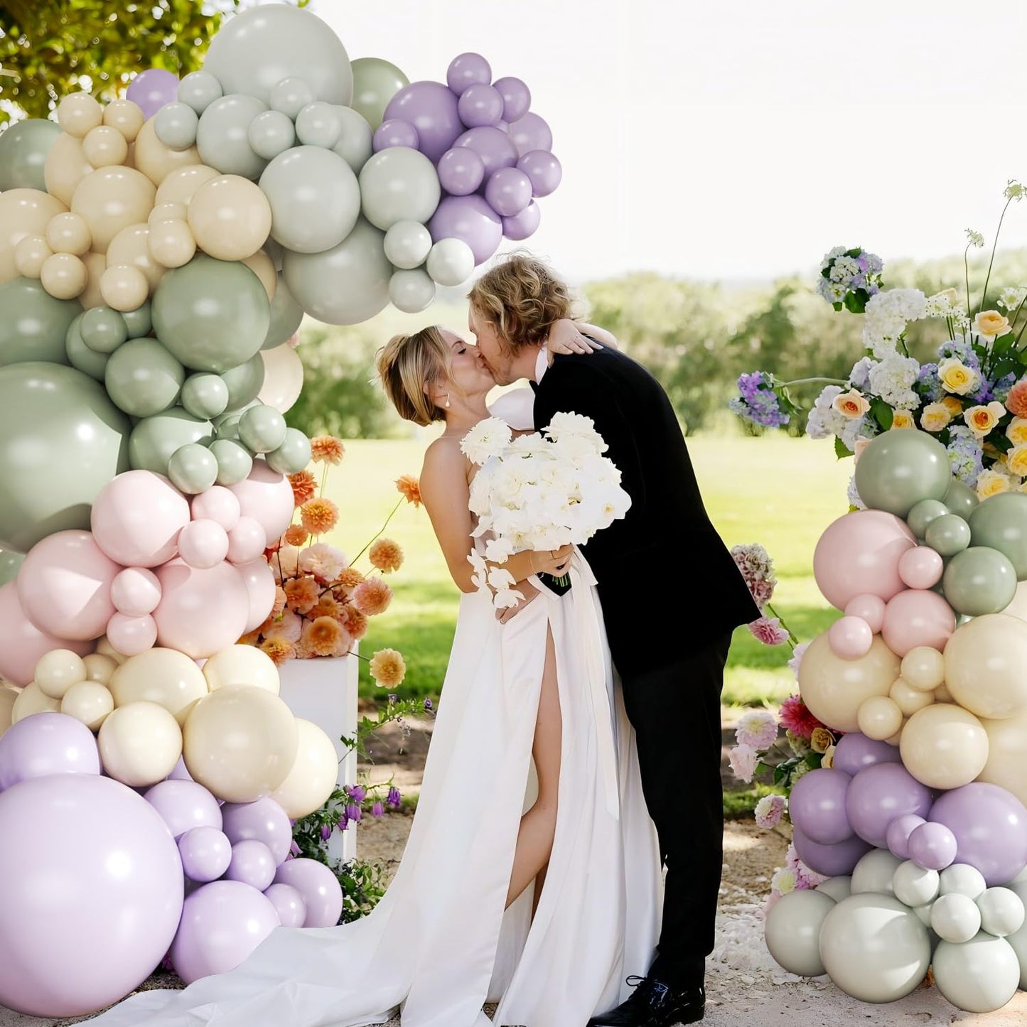 CROSSFINGERS Dusty Green Purple Balloon Arch Kit – 124Pcs Double Stuffed Latex for Baby Showers, Weddings & Parties