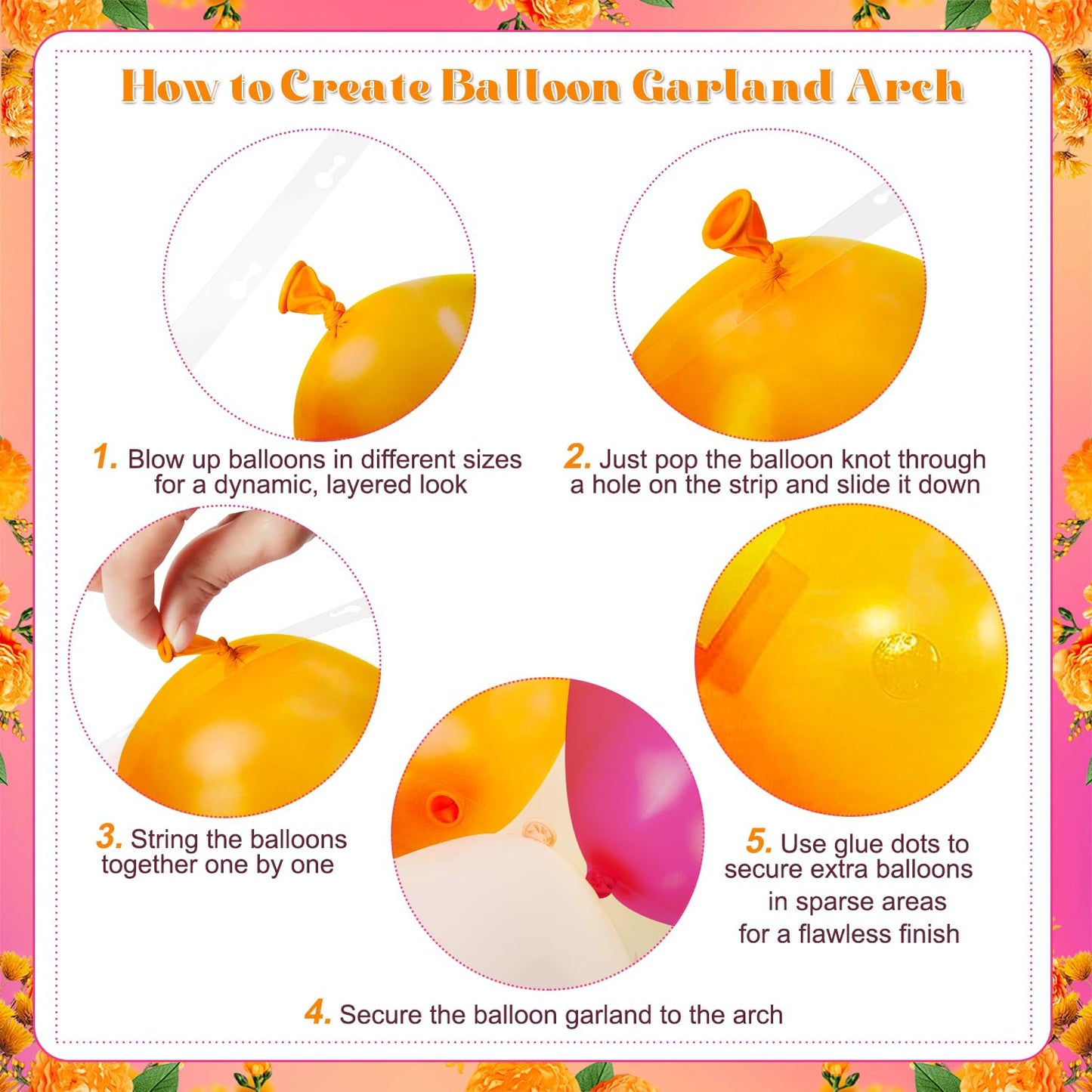 CROSSFINGERS Pink & Orange Balloon Arch Kit – Tropical Luau Party Garland