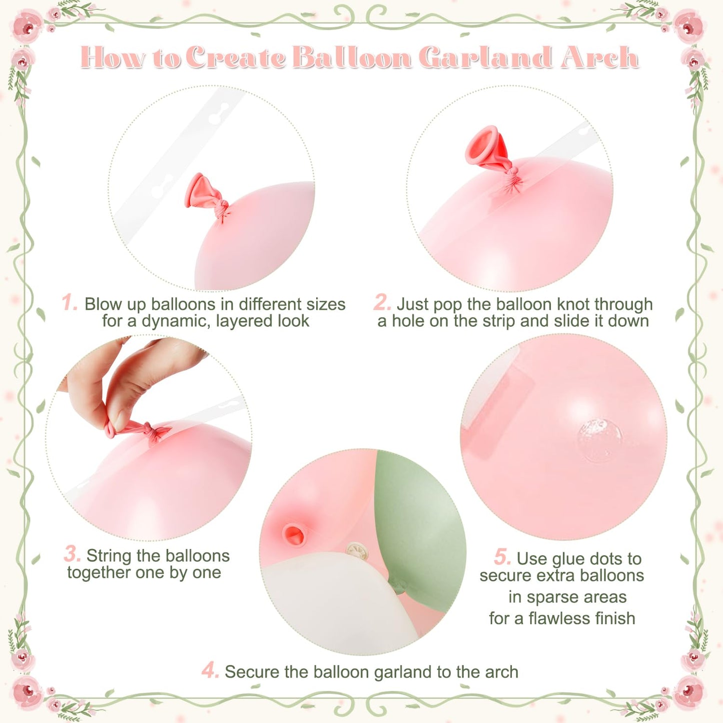 CROSSFINGERS Pink & Green Gold Balloon Arch Kit | 124-Piece Party Garland