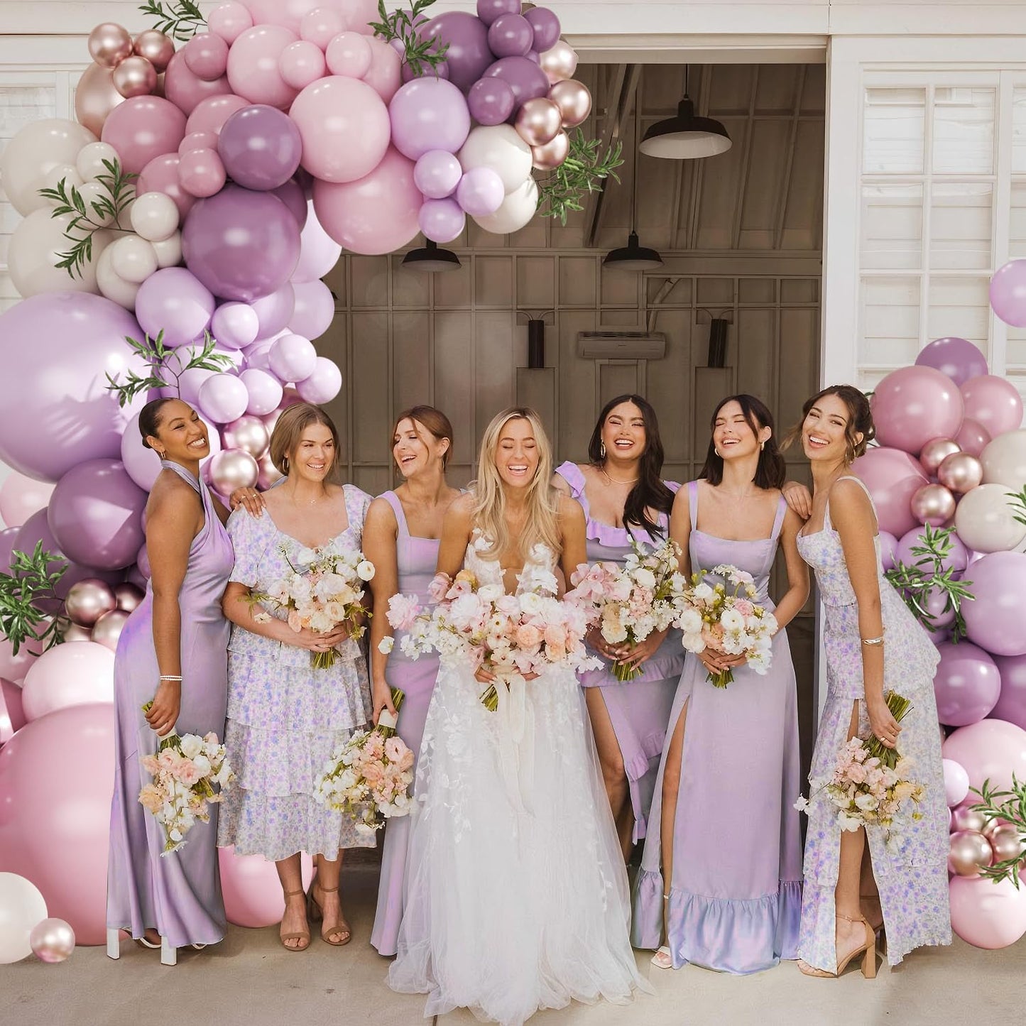 CROSSFINGERS Dusty Purple Balloon Arch Kit — 124Pcs Pink & Purple Garland for Parties